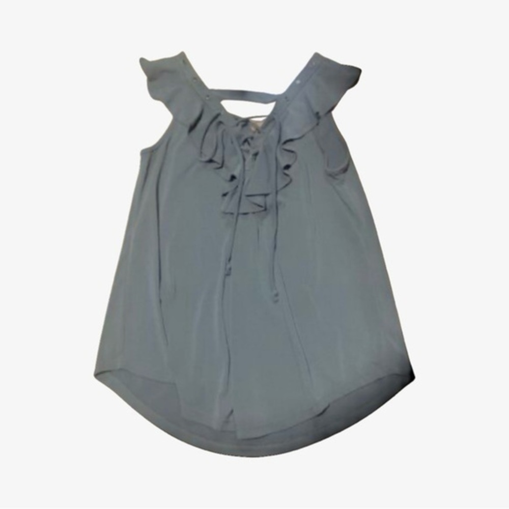 BCX STYLE-Green-Tank top with lace-up design and cut out back